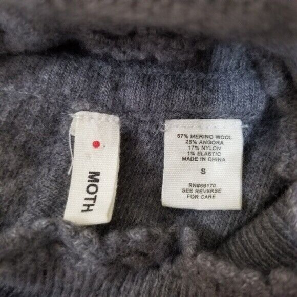 Moth SMALL Gray Jay Wool Sweater Dress Bows Anthropologie Merino Wool Blend - Picture 4 of 4